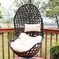 thumbnail image 5 of Sunnydaze Cordelia Resin Wicker Egg Hanging Chair with Cushions, Beige, 5 of 7