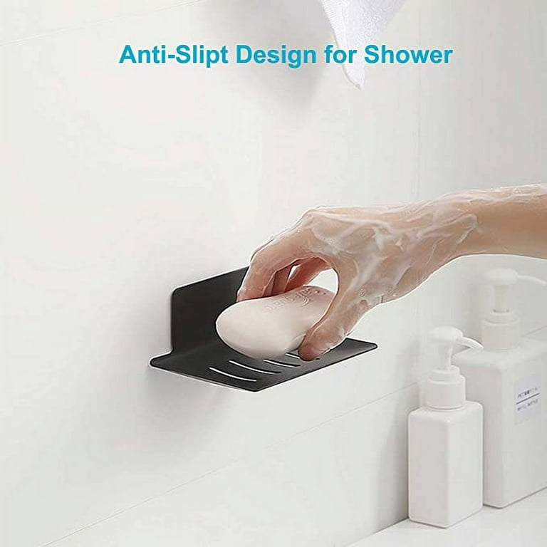 Tiilan Self Adhesive Bar Soap Dish for Shower, Bathroom Soap Holder Wall  Mount – Stainless Steel, Black