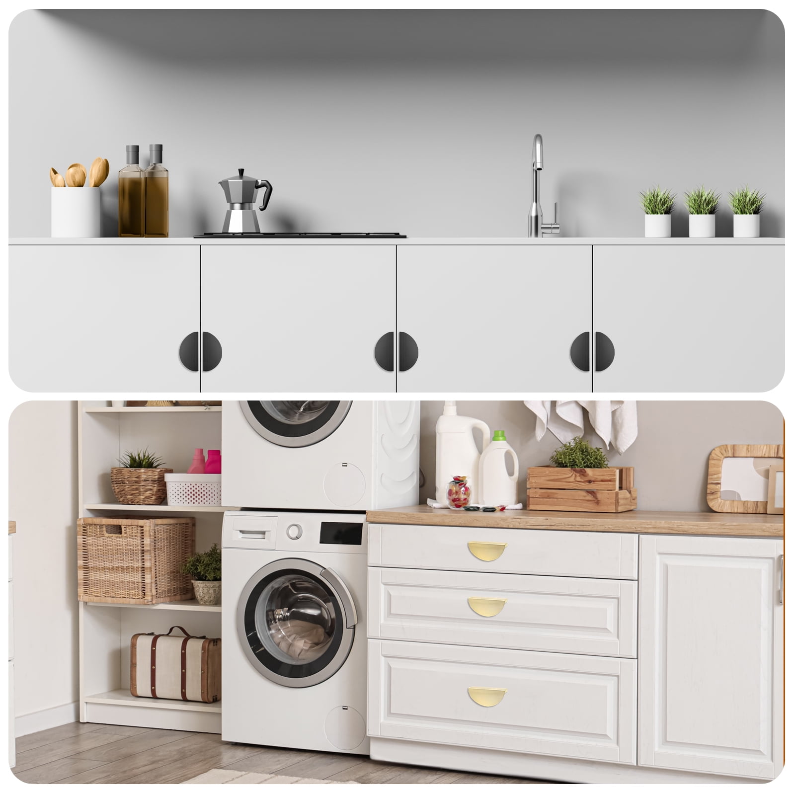 Uxcell Cabinet Pull Handles, Zinc Alloy Modern Drawer Pulls for Kitchen Cupboard Dresser Cabinet Hardware Gold