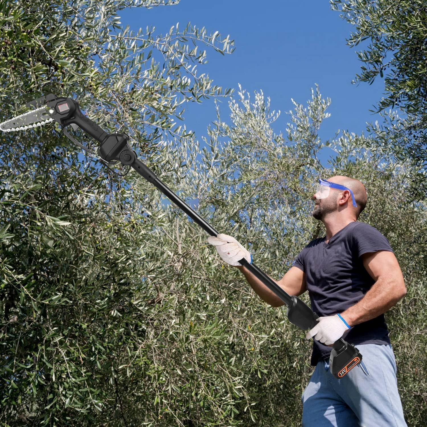 Cordless Pole Saw and Mini Chainsaw,2-IN-1 Pole Chainsaw,Brushless Electric Pole Saw Battery Powered 4in/6in Chainsaw, 67 Inch Max Reach Tree Trimmer Pole Saw