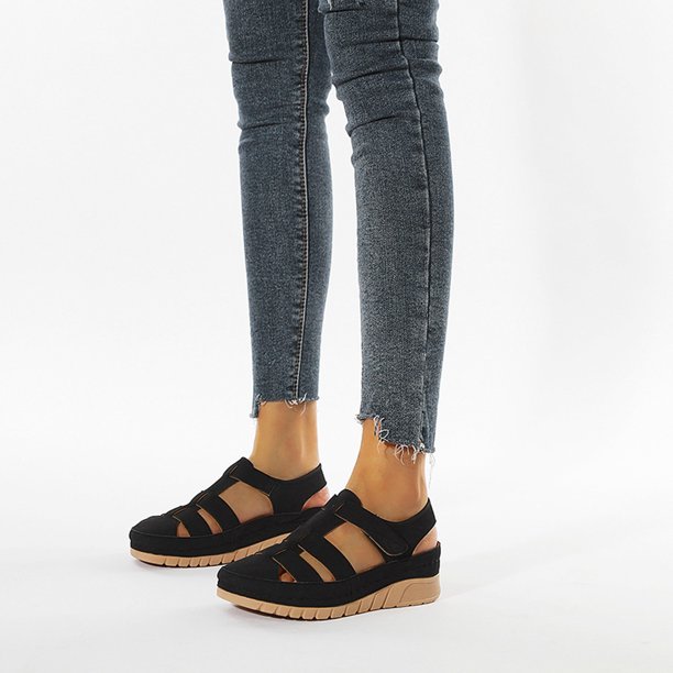 Sandalias de mujer suaves y cómodas con cuña calada de color sólido de verano para mujer Wmkox8yii sa1673