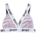 thumbnail image 1 of Brasier Tela de Mantequilla Bralette Triangular con Estampado de Letras Acanaladas para Mujer, sin Costuras, Cómodo, Elástico, Suave, sin Aros, para Uso Diario Extra Grande, 1 of 3