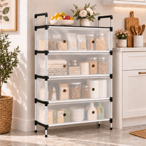 10‑Tier Shoe Rack with Detachable Dustproof Cover, Steel & Plastic ...