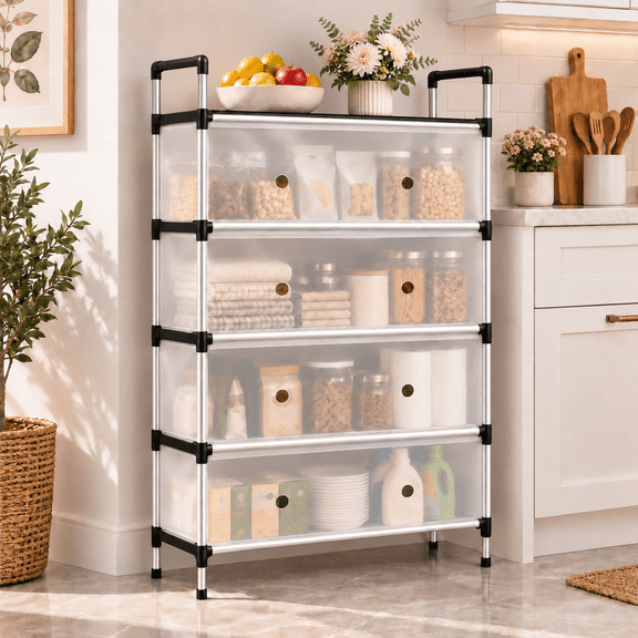 5-Tier Shoe Rack with Flip-Up Dustproof Cover, Freestanding Shoe Storage Organizer for Entryway, Closet, Bedroom