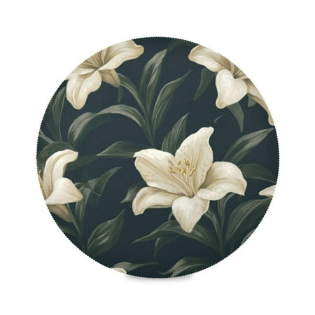 

Round Plate Mat 15.4x15.4 Inchesx6 Placemat Table Mat Kitchen Mat Coffee Mat Fabric Thick Strong Wear-Resistant Heat Resistance Pretty Lovely Lilies