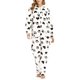 thumbnail image 1 of Mono de manga larga con cremallera para mujer, pijama de lana a cuadros y rayas, ropa de dormir cálida y gruesa, otoño, 1 of 4
