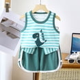 thumbnail image 2 of Little Boy Girl Nightwear Set Letter Tee Shorts 18-24 Months 2-3 Years 3-4 Years Breathable Quality Cotton Pull On Closure Home Lounge Adorable Style (18-24 Months,Mint Green), 2 of 4