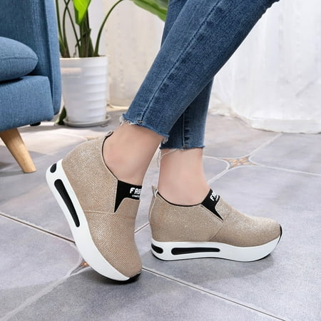 

HGWXX7 Women Flat Thick Bottom Shoes Slip On Ankle Boots Casual Platform Sport Shoes Fall Shoes
