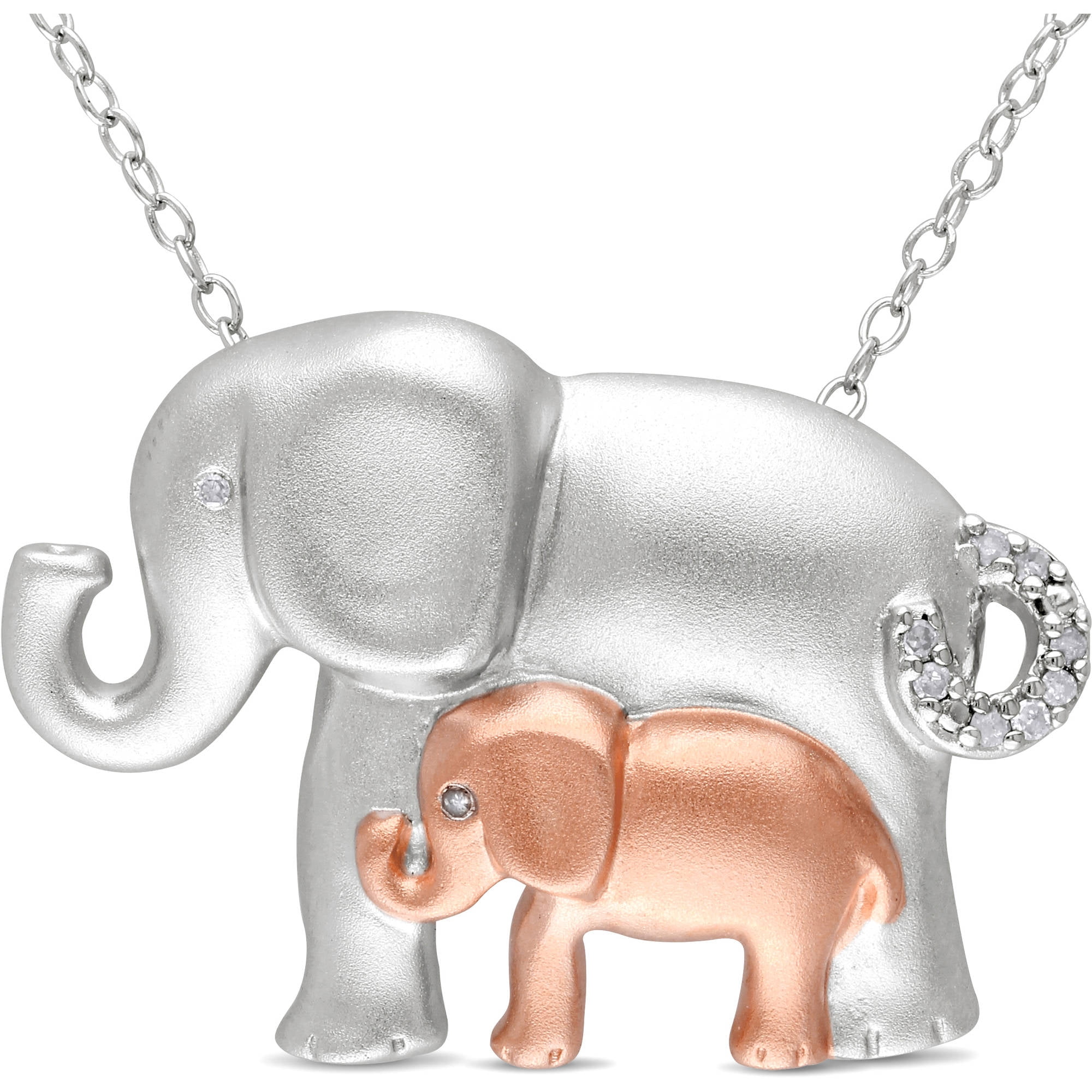 Details about   Solid 925 Sterling Silver Two-tone Diamond Accent Elephant Pendant .