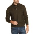 thumbnail image 1 of Suéter resistente a la intemperie con botones militares para hombre, verde, pequeño, 1 of 1
