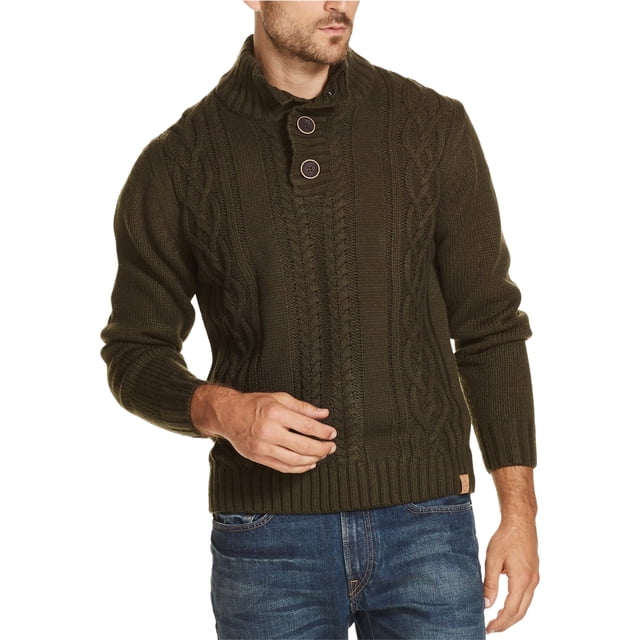 Suéter resistente a la intemperie con botones militares para hombre, verde, pequeño