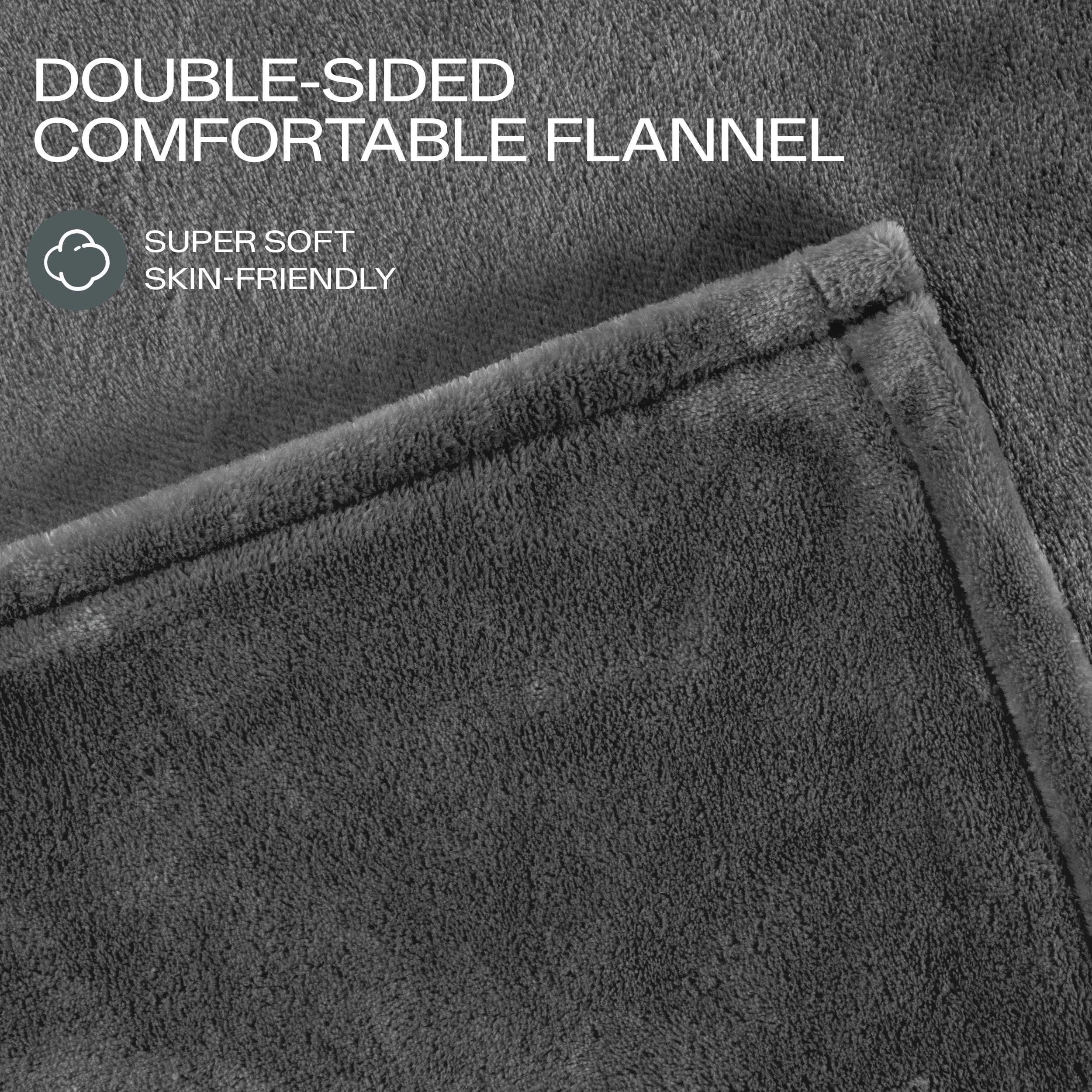 ELEKA Heated Blanket Electric,62" x 84"， Heated Throw Blanket with 8 Heating Levels & 10 Hours Auto Off，Dark Gray