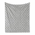 thumbnail image 1 of Vintage Soft Flannel Fleece Throw Blanket, Tile Design from Indonesia Monochrome Mosaic of Curved Lines, Cozy Plush for Indoor and Outdoor Use, 70" x 90", Charcoal Grey and White, by Ambesonne, 1 of 6