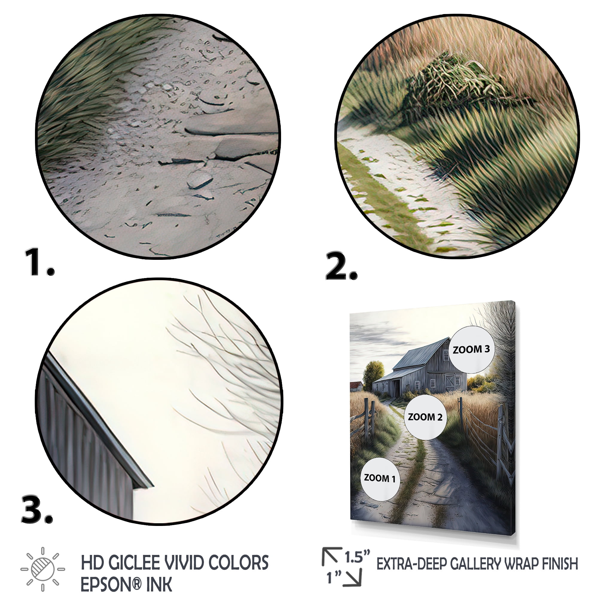 Designart Picturesque Winding Path And Barn IV Canvas Wall Art