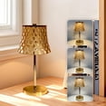 thumbnail image 4 of Linnome Vintage Metal Table Lamp Bedside Night Light Ambient Crystal Table Lamp Rechargeable Touch Lamp Gold#06, 4 of 6
