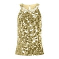 thumbnail image 4 of Wyobmus Womens Summer Sequin Tank Tops Sleeveless Sparkly Glitter Crew Neck Tops Dance Club Outfits Ruched Flowy Shiny Party ConcerT-Shirt S-2X Yellow, 4 of 4