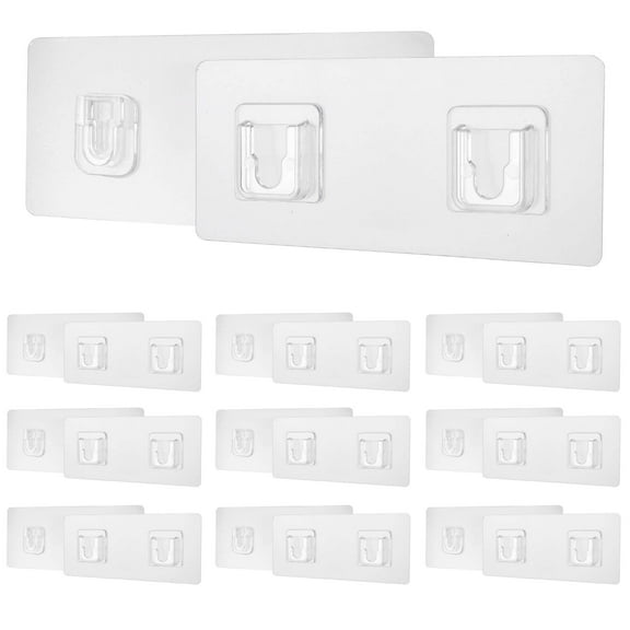 Gustave Double Sided Adhesive Hooks 10 Set Transparent Sticky Self Adhesive Wall Hooks for Bathroom, Kitchen, Office, Hanging Picture
