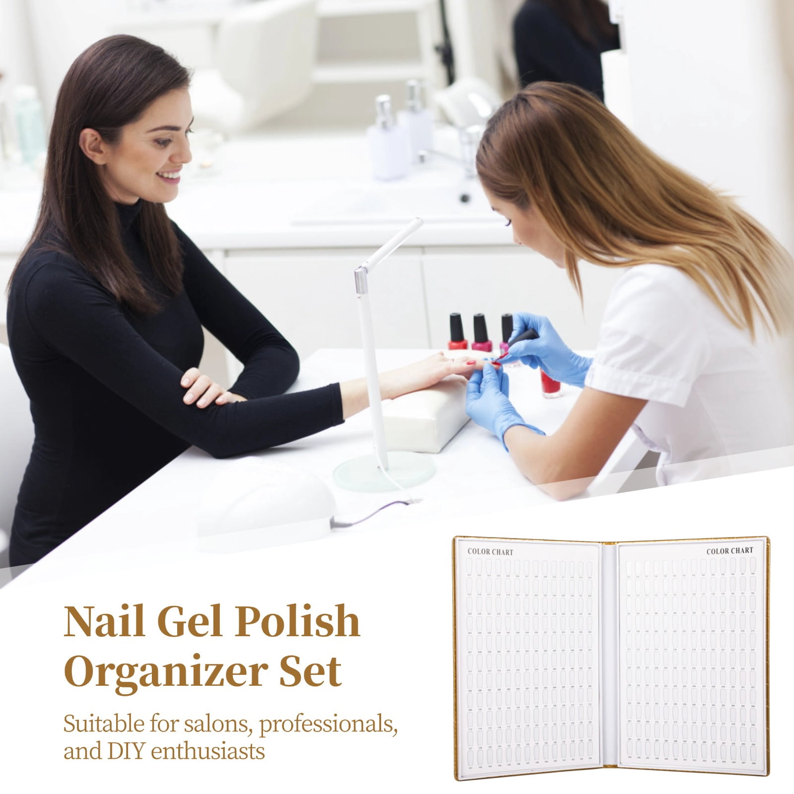 308 Nail Colors Display Book, Nail Gel Polish Organizer Book, DIY Nail Color Chart with 360 False Nail Tips & 1-400 Numbered Stickers
