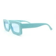 thumbnail image 3 of Trendy Hipster Thick Plastic Narrow Rectangle Minimal Fashion Sunglasses All Blue, 3 of 4
