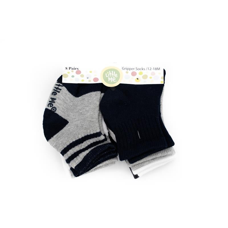 Little Me 8pk Grippy Boys Socks For Kids,Neutral