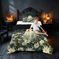 thumbnail image 3 of Homewish Halloween Ghost Twin Comforter Sets, Daisy Flower Bedding Set, Dark Sage Off White, Black Reversible, 2 Pieces 1 Comforter and 1 Pillowcase, 3 of 5