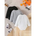 thumbnail image 3 of GXFC 3-Pack Infant Boys Fall Romper Sweatshirt Newborn Long Sleeve Solid One Piece Jumpsuit Autumn Bodysuit Clothes for Toddler Baby Boys 0-18M, 3 of 9