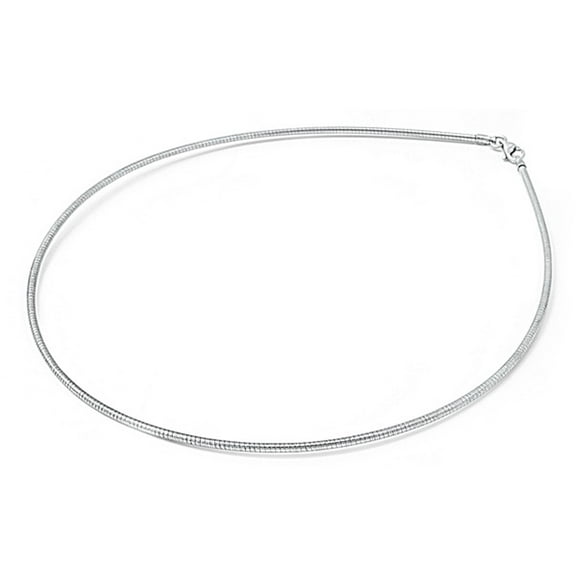 Sterling Silver Round Omega Snake Chain 1.3mm Solid 925 Italy Wire Necklace 18" Jewelry Female