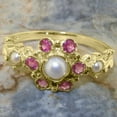 thumbnail image 5 of LBG British Made 9k Yellow Gold Womens Ring Cultured Pearl & Pink Tourmaline Anniversary Ring - 33 size options - Size 7.5, 5 of 7