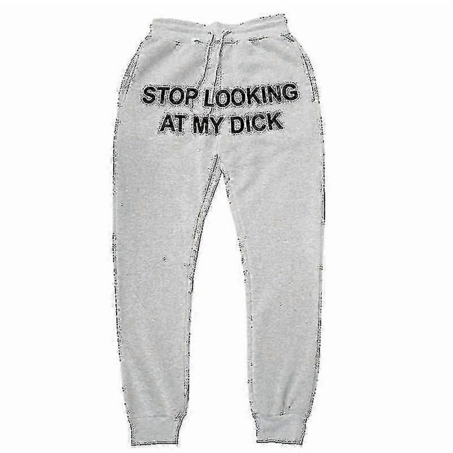 Stop Looking At My Dick Pants Letter Printing Casual Pants For Men And Women Drawstring Loose High Waist Sports Trousers