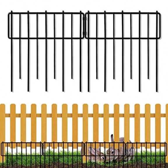 12In(H) x 28.00Ft(L) Upgrade 1.26 in Gap Decorative Fences No Dig Fence for Rabbit and Dog, Rustproof Metal Wire Garden Fence Border for Garden Patio Landscaping,26 PCS