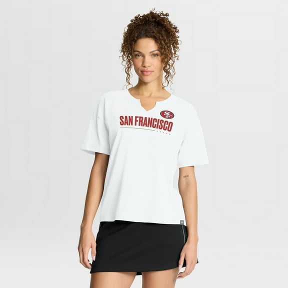 Women's Fanatics White San Francisco 49ers Redzone Slub Boxy T-Shirt