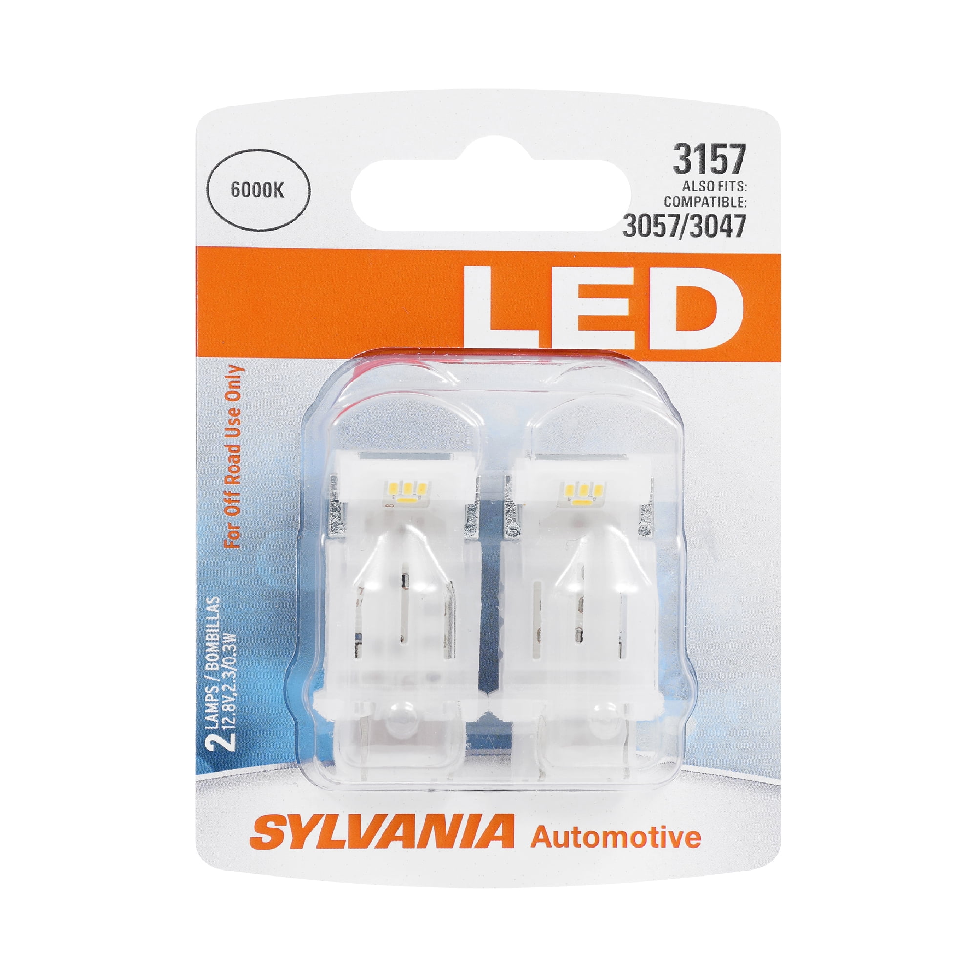 Sylvania 3157 White LED Automotive Mini Bulb, Pack of 2.