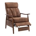 thumbnail image 3 of Accent Chair with Armrest & Footrest, Adjustable Recliner Chair with Cushion & Backrest, Wooden Armchair for Living Room, Bedroom, Office, Lunge Room & Studio, Coffee, 3 of 7