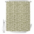 thumbnail image 2 of Green Floral Waterproof Fabric Shower Curtain,Vintage Rustic Botanical Spring Waterproof Fabric Shower Curtain for Bathroom Curtains Bathtubs Hotel Shower Curtains with 12 Hooks Standard 66x72, 2 of 8