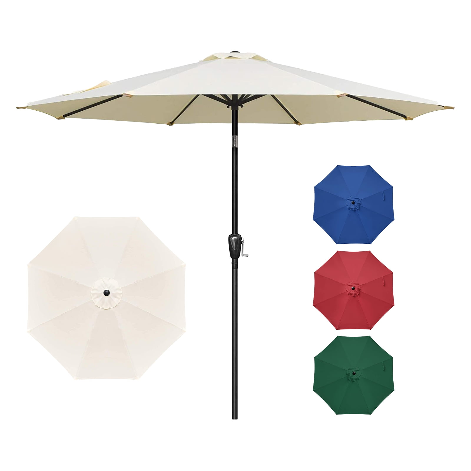 Skyland 9ft Patio Umbrella with Push Button Tilt and Crank, Red
