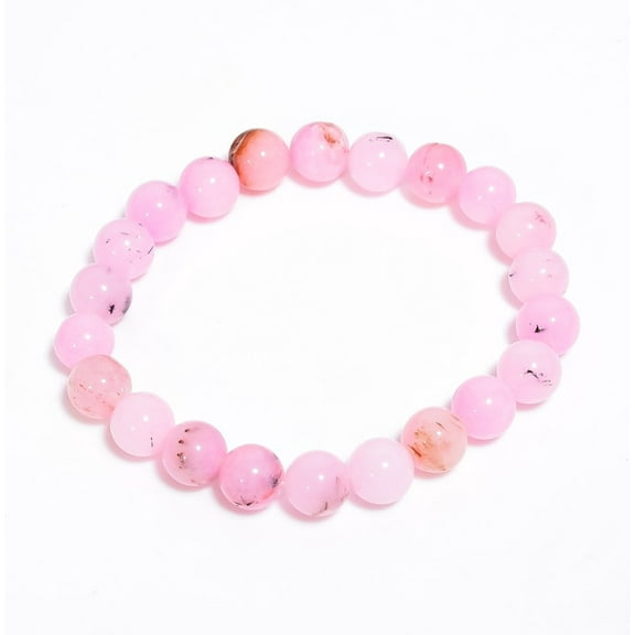 Morganite Gemstone Beaded Bracelet – 8MM Round Elastic Stretch Bracelet, Handmade Love & Healing Crystal Jewelry for Women