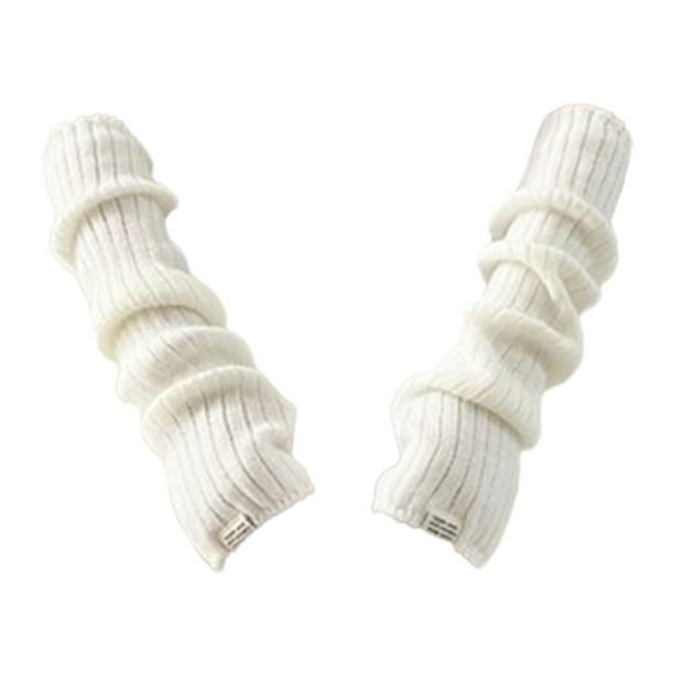 Calentadores de brazos Mangas de brazo para clima frío Mitones de punto de invierno Lindos guantes de punto blanco