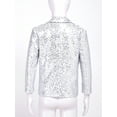 thumbnail image 4 of XUNZOO Kids Boys Sequins Gentleman Suit Tuxedo Coat Blazer Jacket Birthday Party Wedding Suit Silver 6, 4 of 6