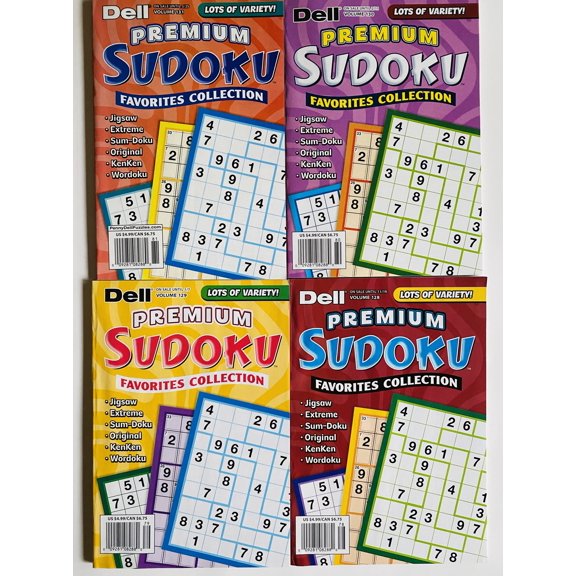 Lot of 4 Premium Sudoku Favorites Collection from Dell Penny Press Puzzles Volumes 131, 130, 129, 128