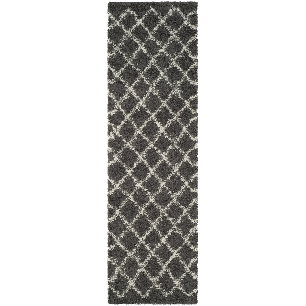 SAFAVIEH Dallas Jerrie Geometric Shag Area Rug, Dark Grey/Ivory, 8' x 10'