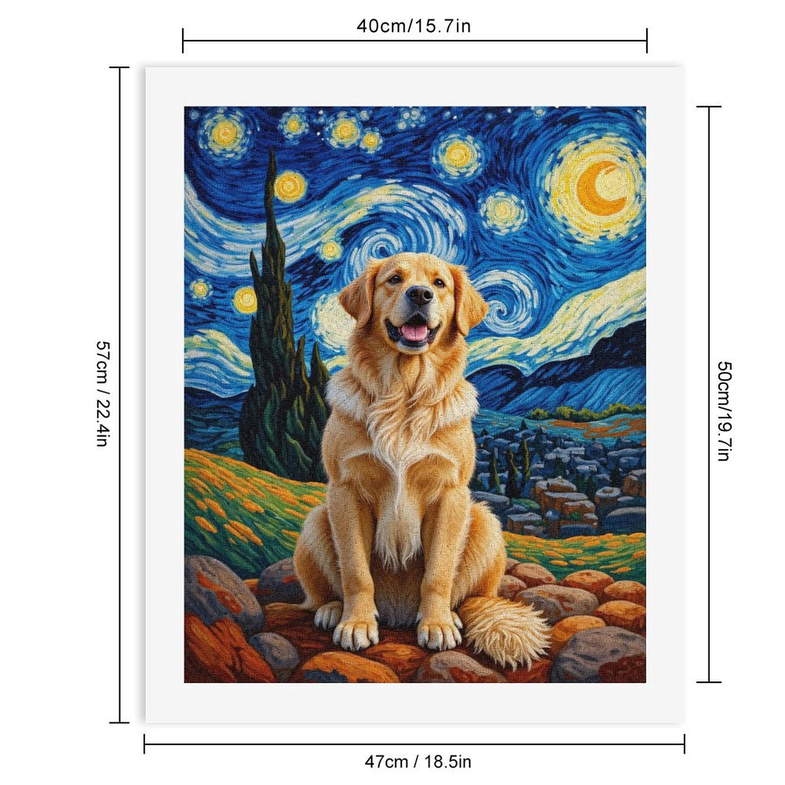 Paint by Numbers Kit for Adults, Golden Retriever Starry Night Paint by Numbers, Easy Paint by Numbers Kit for Adults Beginner, DIY Adult Paint by Number Kits on Canvas, Home Decor