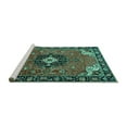thumbnail image 2 of Ahgly Company Machine Washable Indoor Square Medallion Turquoise Blue Traditional Area Rugs, 7' Square, 2 of 4