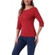 thumbnail image 4 of CAMISETAS CASUAL DE MUJER CON MANGAS ALBERTAS Y CUELLO BARCO, AJUSTE SLIM, ROJO BRILLANTE, TALLA M, 4 of 6