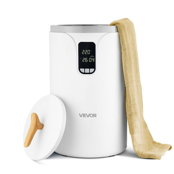 VEVOR Towel Warmer Bucket, 20L Heated Towel Warmer with LED Screen, Large Blanket Warmers for Bathroom, Timer and Temperature Setting, Security Lock, Ideal for SPA, Home, Countertop, Floor, White