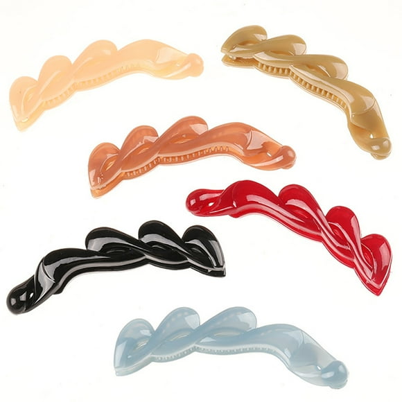 Pince à cheveux Banana Plastique: 6pcs Simple Fashion CLINCHER CLIP DE POYAUX PONYTAIL