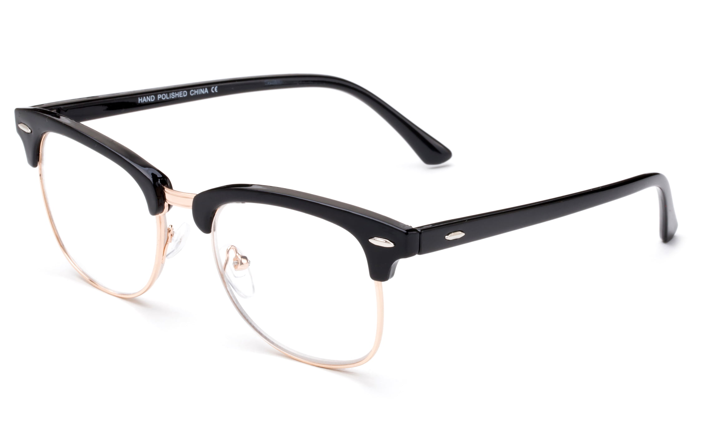 V.W.E. Men Half Rimless Rectangular Non-prescription Glasses Frame Cle –  Vision World