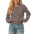 thumbnail image 6 of LEKWK Girls Cardigan Toddler School Uniform Long Sleeve Button Down Sweater Knit Lightweight Cute Sweater Spring Fall Outwear Brown Cardigan Size 10-11, 6 of 9