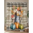 thumbnail image 4 of Fall Shower Curtain Pumpkin Shower Curtains for Bathroom Thanksgiving Decor, Waterproof Polyester Shower Curtain Set with Hooks, Stall Long 36" x 72" Leaves Bird Farmhouse Wood Grain, 4 of 6