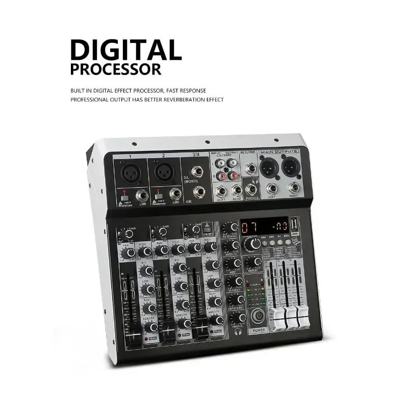 Mixer Sound 2x Mono Stereo Input 4 Channel Digital Mixing Console for DJ Stage