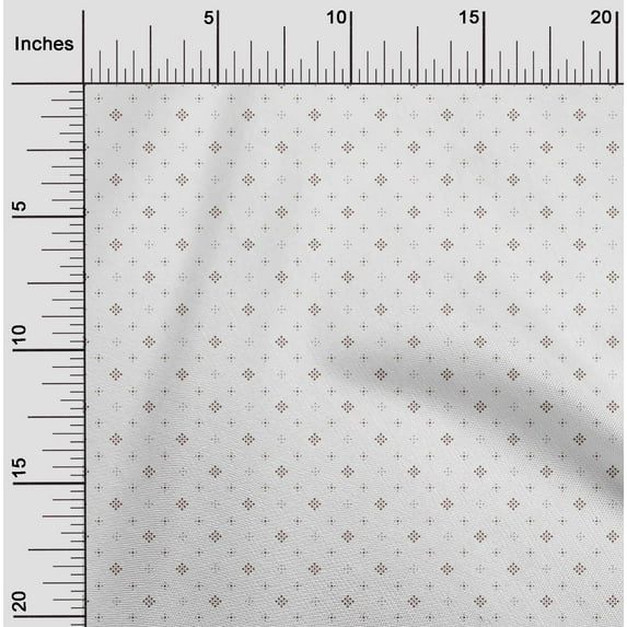 oneOone Cotton Poplin Light Brown Fabric Dot & Square Shape Geometric Fabric for Sewing Printed Craft Fabric by The Yard 56 Inch Wide